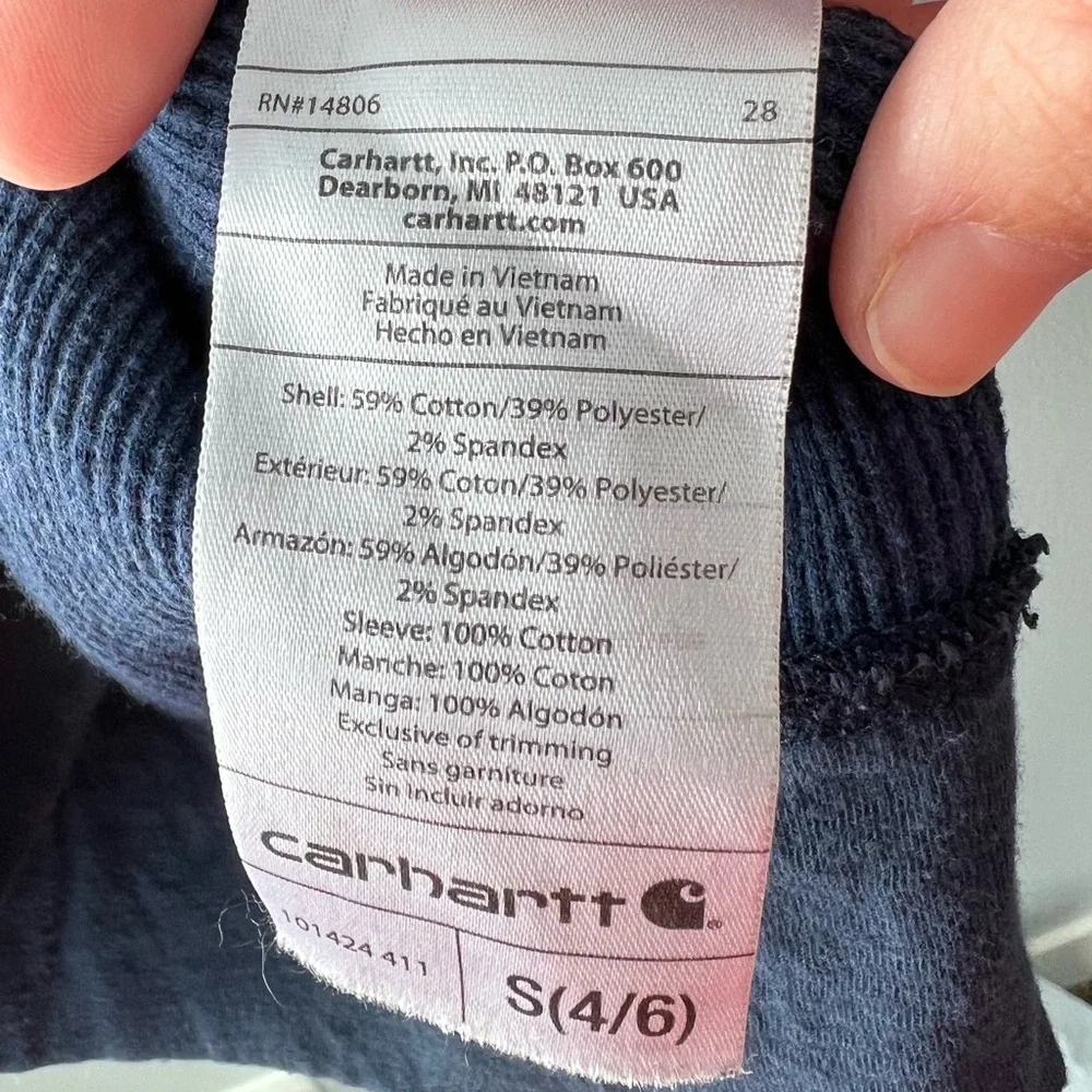 Carhartt blue henley zip up hooded sweatshirt Women’s size S - Picture 7 of 7